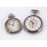 An Art Deco silver open faced pocket watch, together with an early 20th century silver pocket watch,