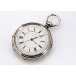 A large Victorian silver open faced pocket watch, 63mm, marked Centre Second Chronograph, appears to