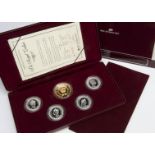 A set of five 1990s Australian Mint The Royal Ladies medallion and coin collection designed by