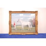 Pamela Seabright (20th century), 49cm by 62cm, gouache on paper, Racehorse & Jockey, in landscape,