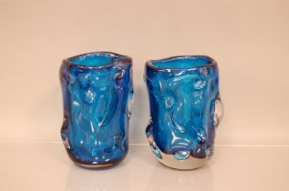 A pair of 1960s Whitefriars glass knobble vases designed by Geoffrey Baxter, one heavily damaged and