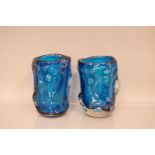 A pair of 1960s Whitefriars glass knobble vases designed by Geoffrey Baxter, one heavily damaged and