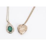 A heart shaped gold fronted and backed locket, on a twist gold chain, 25cm, together with a 9ct gold