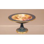 A first half 20th century Royal Worcester small footed dish, 9.5cm diameter, with fruit painted by