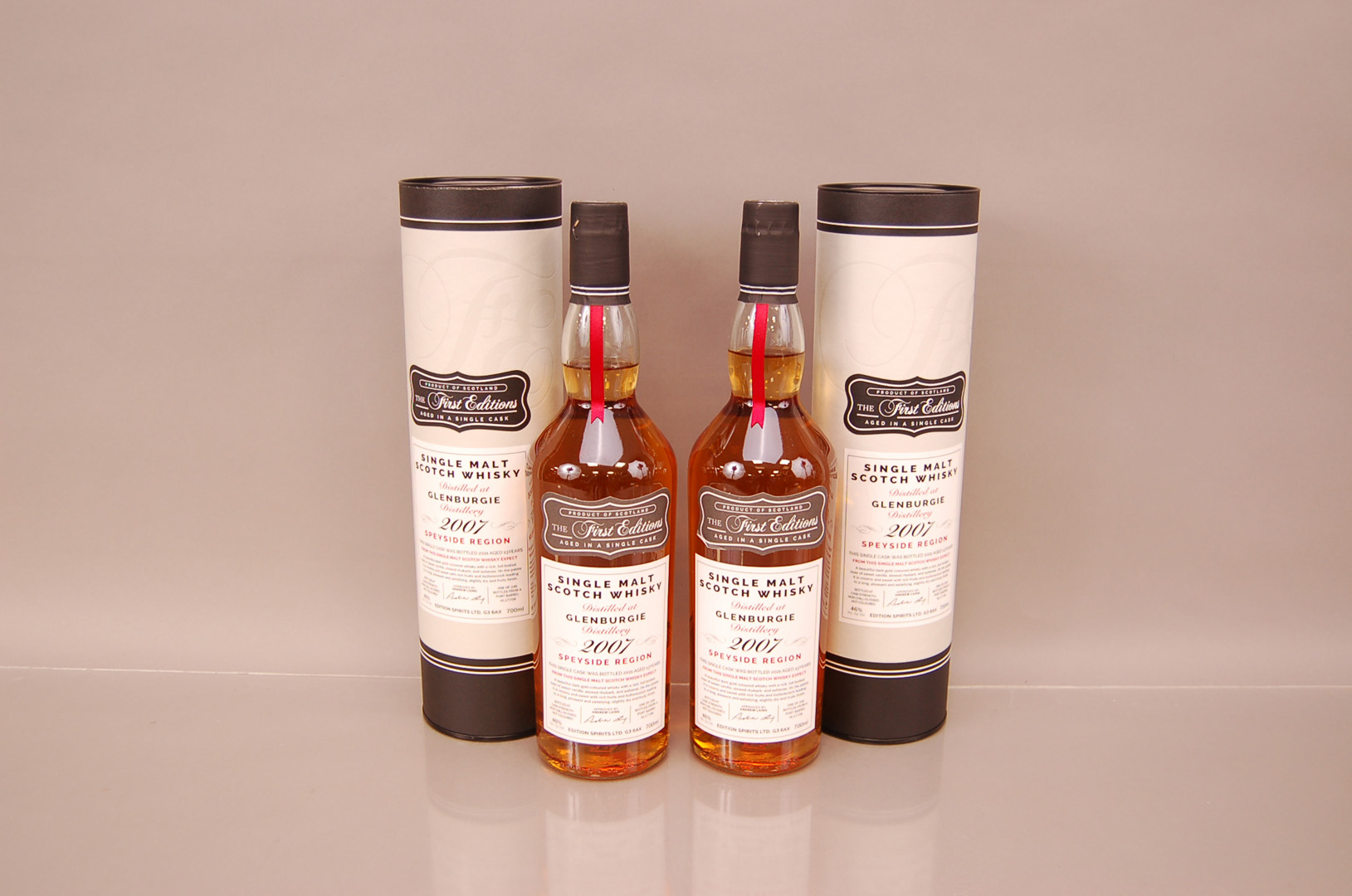 Two 700ml bottles of Glenburgie 2007 single malt whisky, each with tube (4)