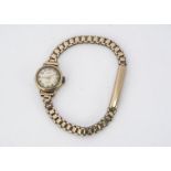 A c1960s Gradus 9ct gold lady's wristwatch, 16mm, on 9ct gold bracelet, 14.8g