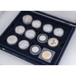 A collection of 25 silver proof and proof coins, including a group of Westminster Mint Queen