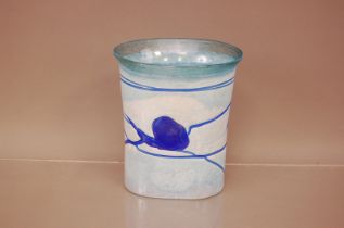 A Kosta Boda Artist Collection vase by Bertil Vallien, 15.5cm, light blue glass with overlaid