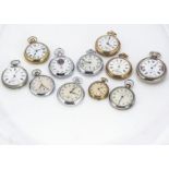 A collection of pocket watches, together with a Presta Super stopwatch