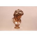 A good second half 19th century bronze bust of Bacchus, 35cm high, bearing foundry mark from F.P.