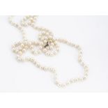 A string of uniform knotted strung cultured pearls, 7.1mm and 7.3mm, 47cm together