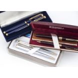 A vintage Sheffer fountain pen and pencil set in box, together with a Waterman set, boxed, and an