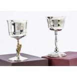 Two cased 1970s silver goblets, one a Queen's Beast for The Queen's Silver Jubilee, from Gerrard &