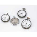 Four pocket watches, AF, two silver cased (4)