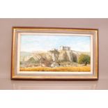 Christopher Hall (20th / 21st century), 32cm by 62cm, oil on board, Carreg Cennen, signed and