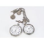 Two Victorian silver open faced pocket watches, one marked J.B. Yabsley, AF, the other smaller