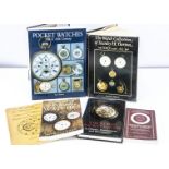 Five Watch books, including an Antique Collectors' Club example, Pocket Watches by Alan Shenton, The