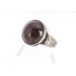 A Danish amber and silver dress ring, by N. E From, ring size O, 4.6g