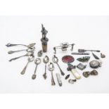 A good lot of mixed silver and other collectables, including a WMF silver plated skier on a cork,