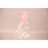 A mid 20th century Murano glass sculpture by Franco Moretti, 23cm high, modelled as a pink bird