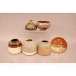 Six modern items of Studio Pottery, including three pots by Colin Pearson, 10cm, a small dish and