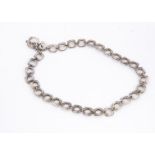 A Tiffany & Co style square linked silver necklace, with T bar clasp engraved to clasp, 47cm, 45g