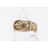 An 18ct gold buckle ring, having engraved exterior, ring size K, 6.2g