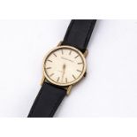 A c1990s Bueche-Girod quartz 9ct gold cased gentleman's wristwatch, 300, gilt dial and batons, on