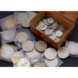 A collection of coins, including 16 George V & VI half crowns, a quantity of modern crowns, other