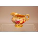 An early 20th century Royal Worcester Porcelain small jug, 7.8cm high, with painted pears and
