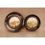 Two Staffordshire pottery pot lids of horseracing interest
