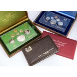 A collection of UK and other proof sets, in a box with UK sets from the 1970s and 1980s, along