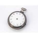 A late George III silver pair cased pocket watch by James Musten of London, 55mm, AF, with white