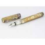 A modern Montegrappa fountain pen, in mother of pearl style with silver mounts, marked 1912