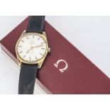 A c1970s Omega gentleman's wristwatch, 34mm, with gold plated front and stainless steel rear