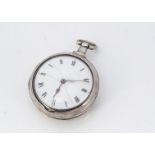 A late George III silver pair cased pocket watch by Edward Bell of Uttoxeter, 55mm, AF, with