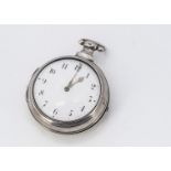 A George IV silver pair cased pocket watch, 59mm, possibly Benjamin Rerral of London, appears to