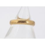A 22ct gold D shaped wedding band, 3.9mm, ring size P, 5.5g