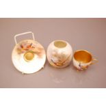 Three items of first half 20th century Royal Worcester porcelain, including a small globular vase