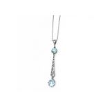 A zircon and silver set Art Deco pendant, on a silver chain, the two blue oval cut zircons suspended