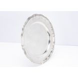 A mid 20th century Czech white metal tray by FB, 33cm diameter, 20 oz., marked 800 and possibly