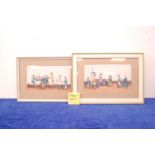 Four Chinese watercolour paintings on rice paper, each framed, depicting interior scenes (4)