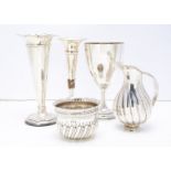 A Victorian silver porringer and other items, with inset William III six pence to well by Charles