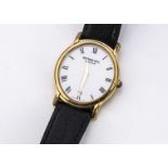 A c1990s Raymond Weil quartz gilt gentleman's wristwatch, 32mm wide oval case, with white dial and