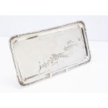 A George V silver rectangular tray by HA, 36cm wide, 14.1 oz., Sheffield 1927, not engraved