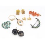 A collection of 19th Century and later gold and costume jewellery, including a white metal and