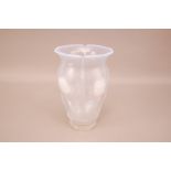 An Art Deco glass vase, 23.5cm, with raised tulip design in opalescent
