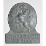 Scottish Union Insurance Company Fire Mark, 1824-1878, W75A, G-VG, copper, one fixing hole enlarged
