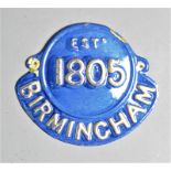 Birmingham Fire Office Company Fire Marks, 1805-1867, W42D, copper, F and W42E, brass, VG,