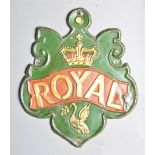 Royal Insurance Company Fire Marks, 1845-1996, W95B, copper, G, original paint and W95D, copper, F-